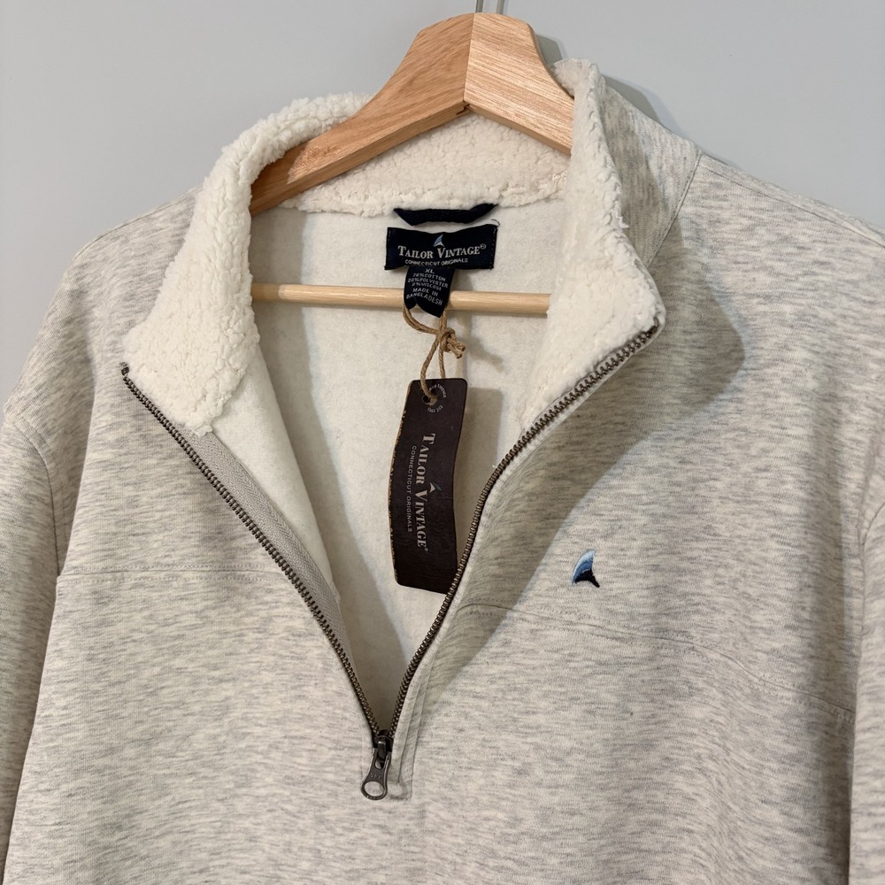 Tailor Vintage Grey Long Sleeve Pullover Sweatshirt Zip Men's Size XL - Picture 2 of 5